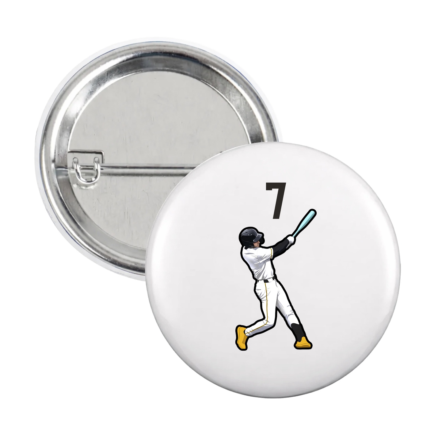 Game Day Button — Number Top in White