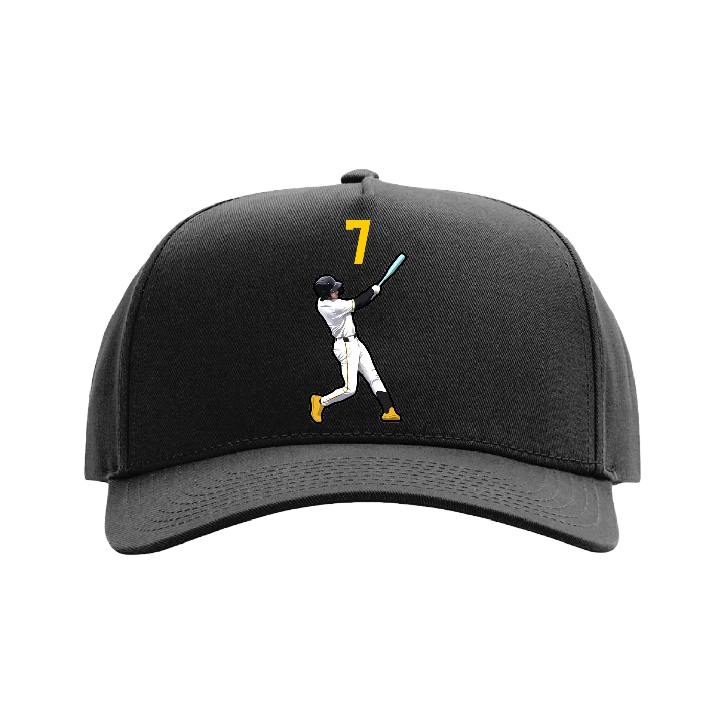 Full Fabric Five-Panel Champ Cap — Number Top in Black