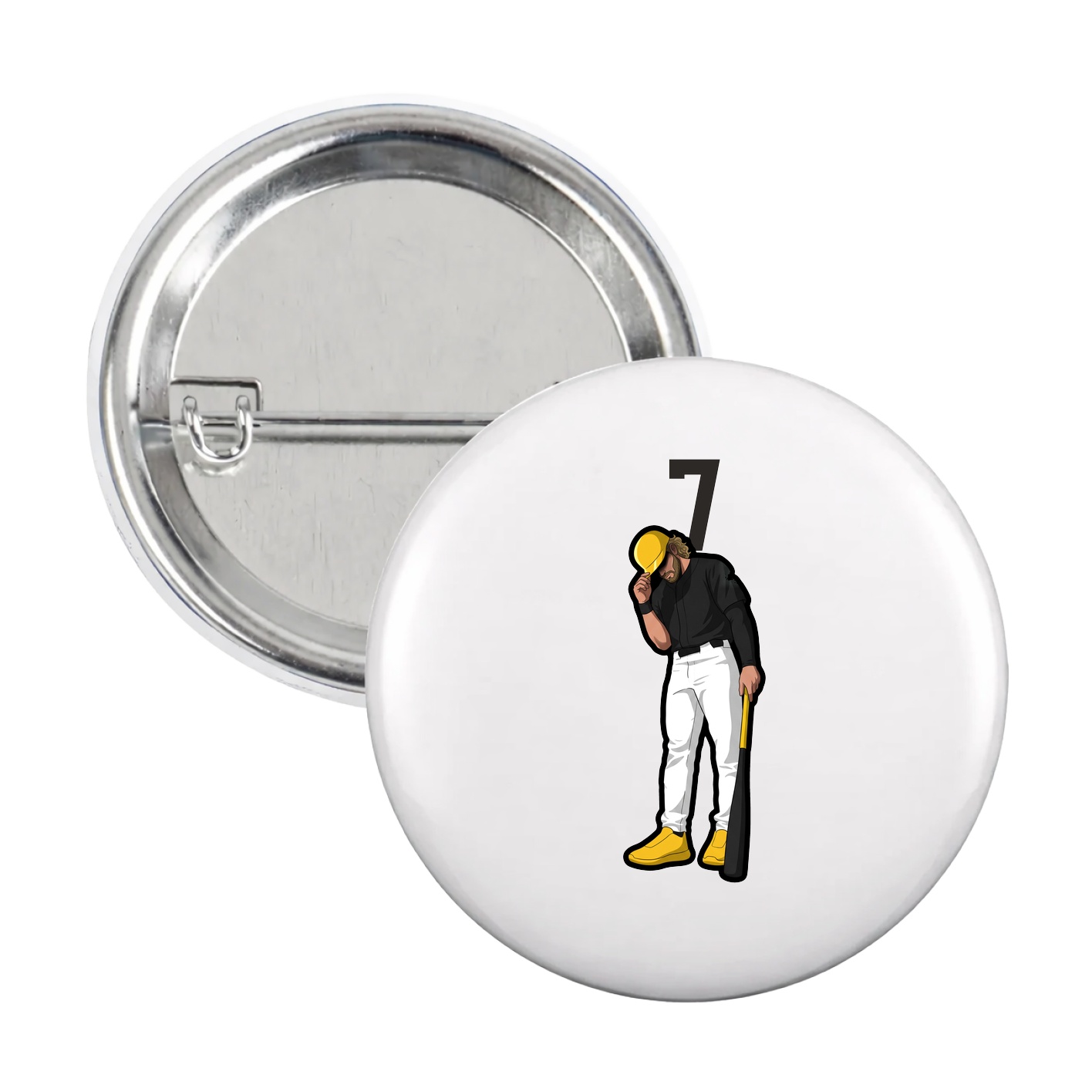 Game Day Button — Number Top in White