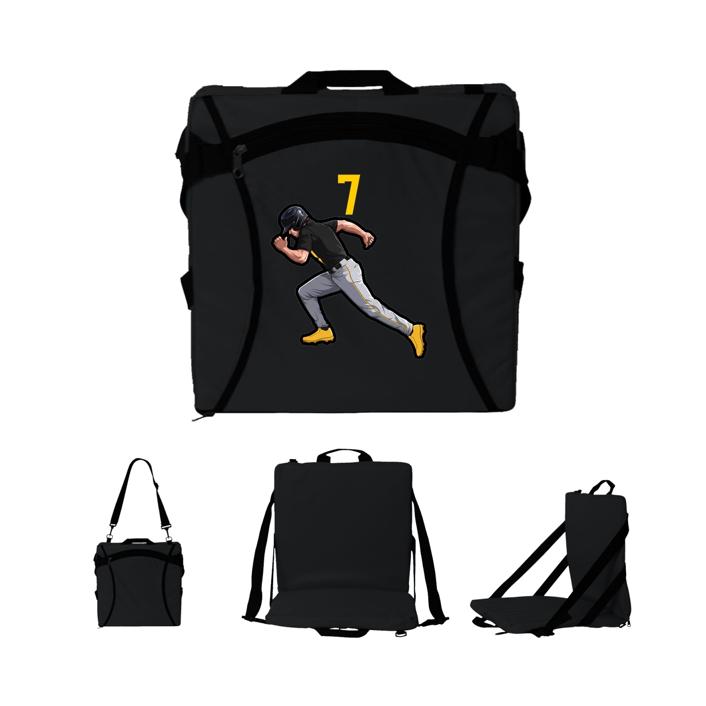 Folding Stadium Seat — Number Top in Black