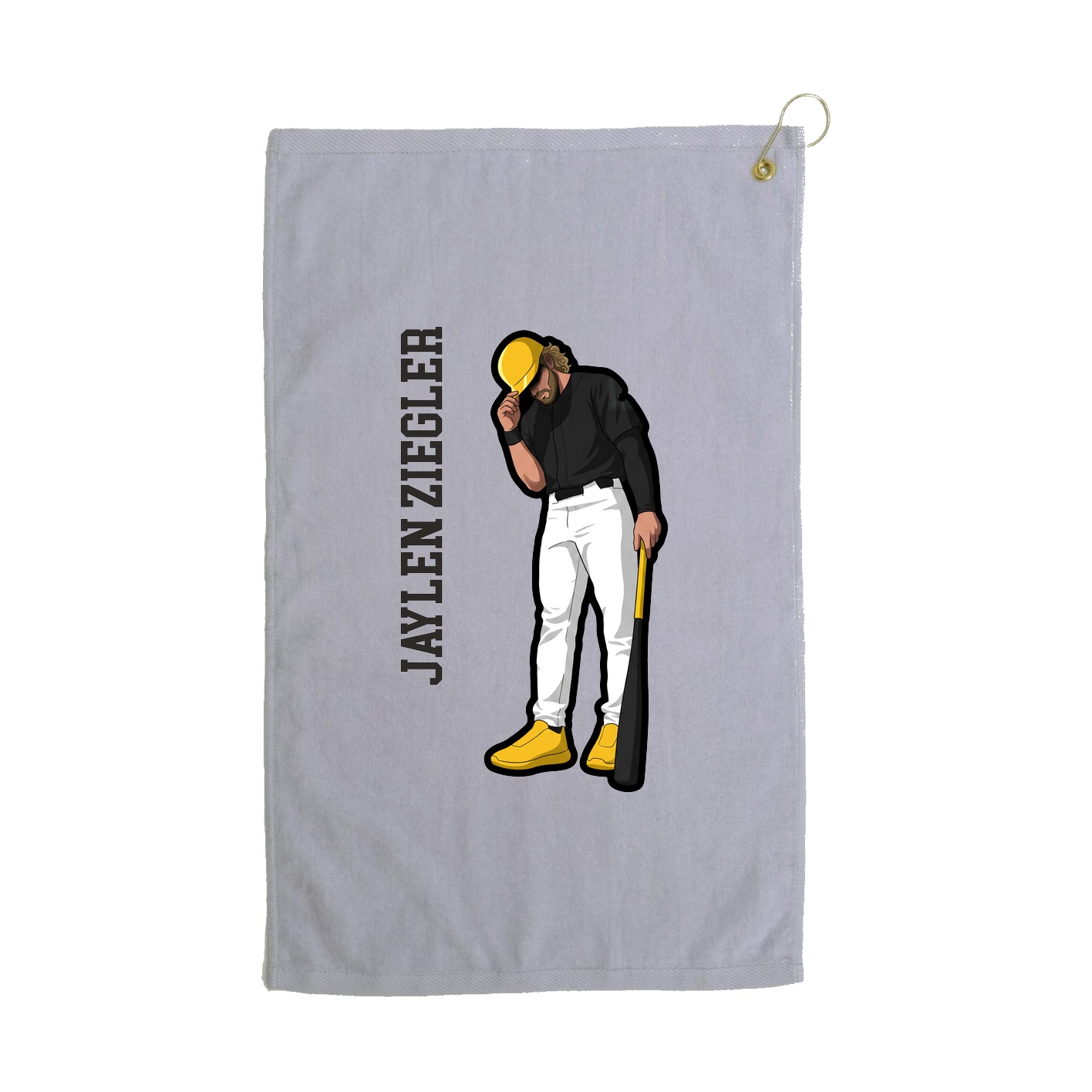 Golf Towel — Name Vertical in Grey