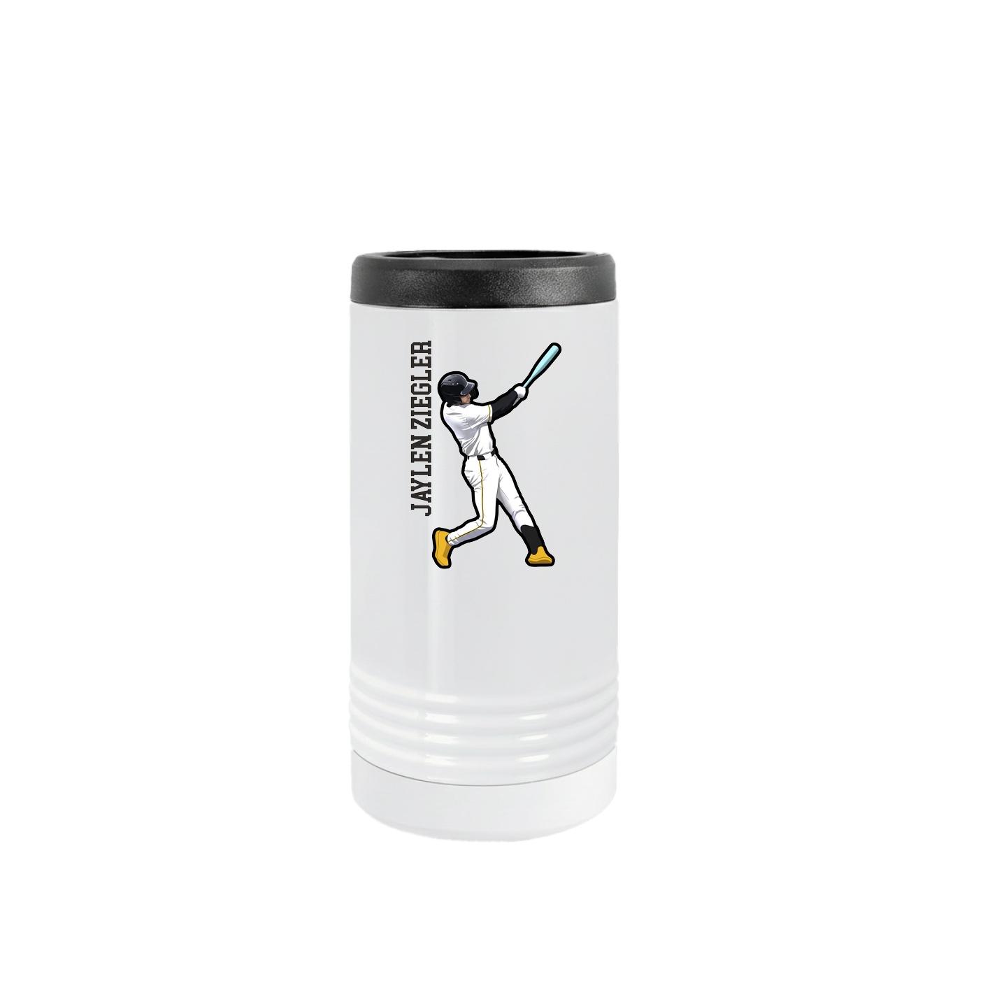 Slim Beverage Holder — Name Vertical in White
