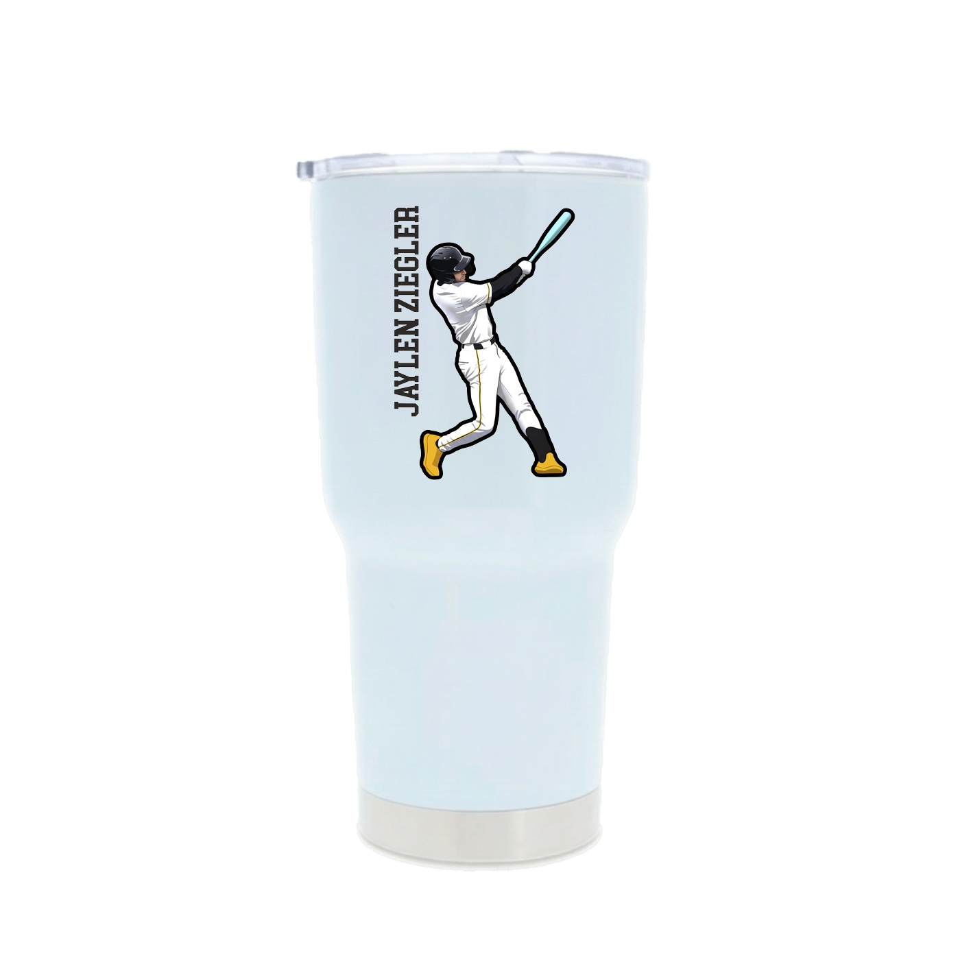 30oz Stainless Steel Tumbler — Name Vertical in White