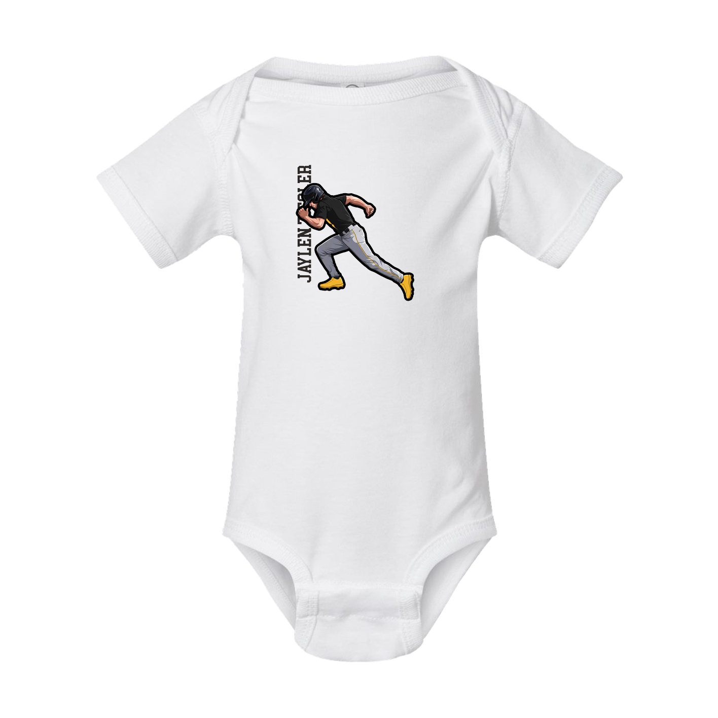 Baby Onesie — Name Vertical in White