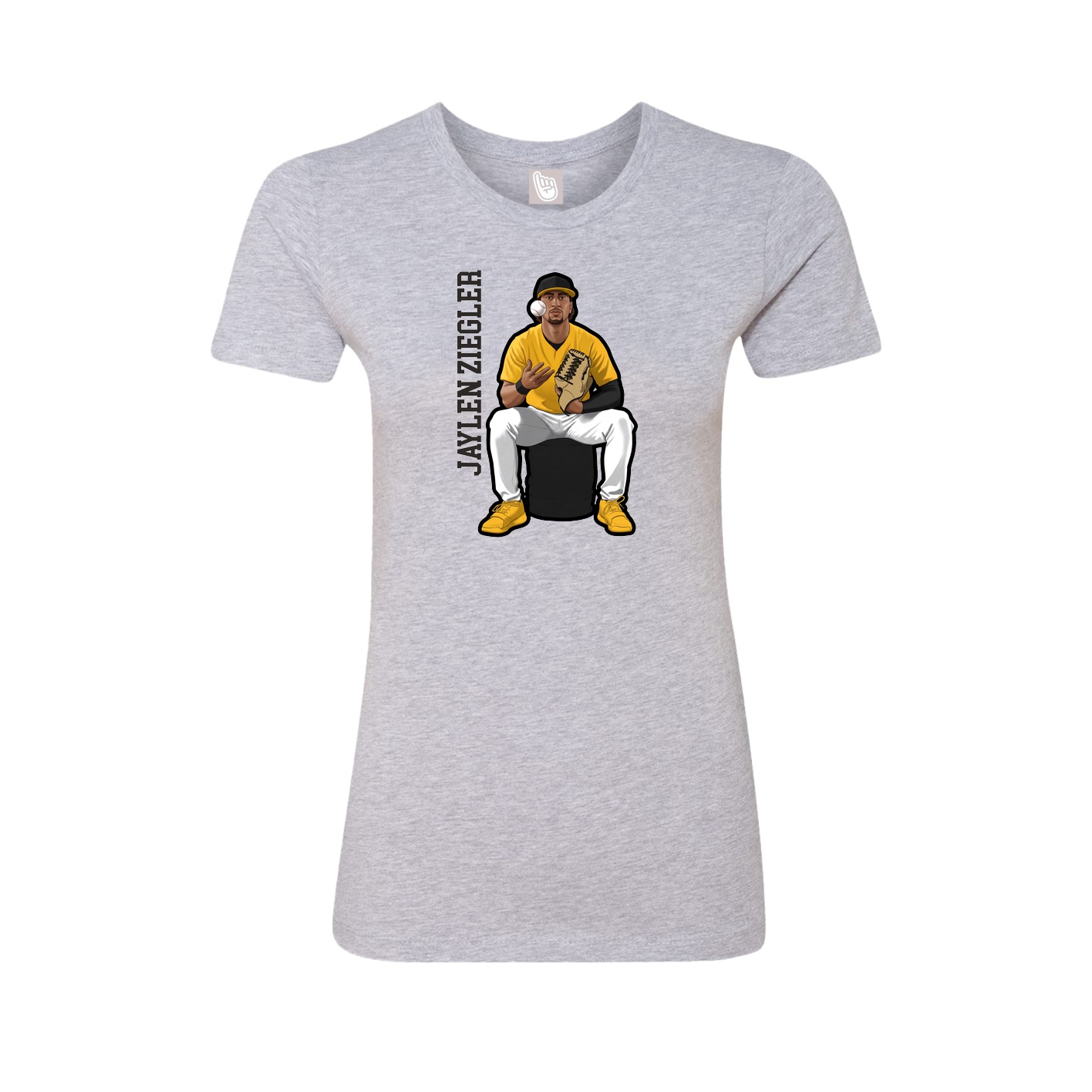 Fitted Women's Tee — Name Vertical in Grey