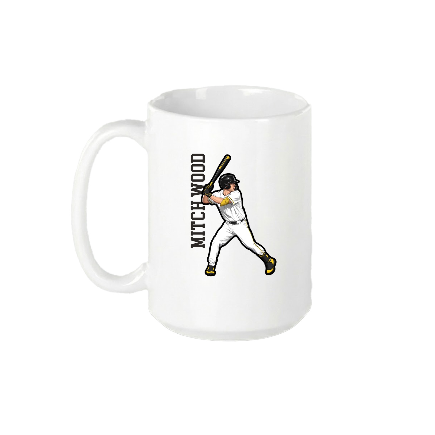 15oz Coffee Mug — Name Vertical in White