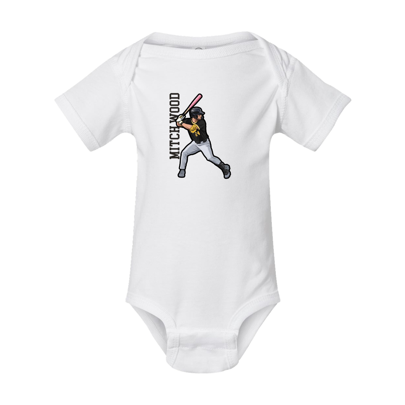Baby Onesie — Name Vertical in White