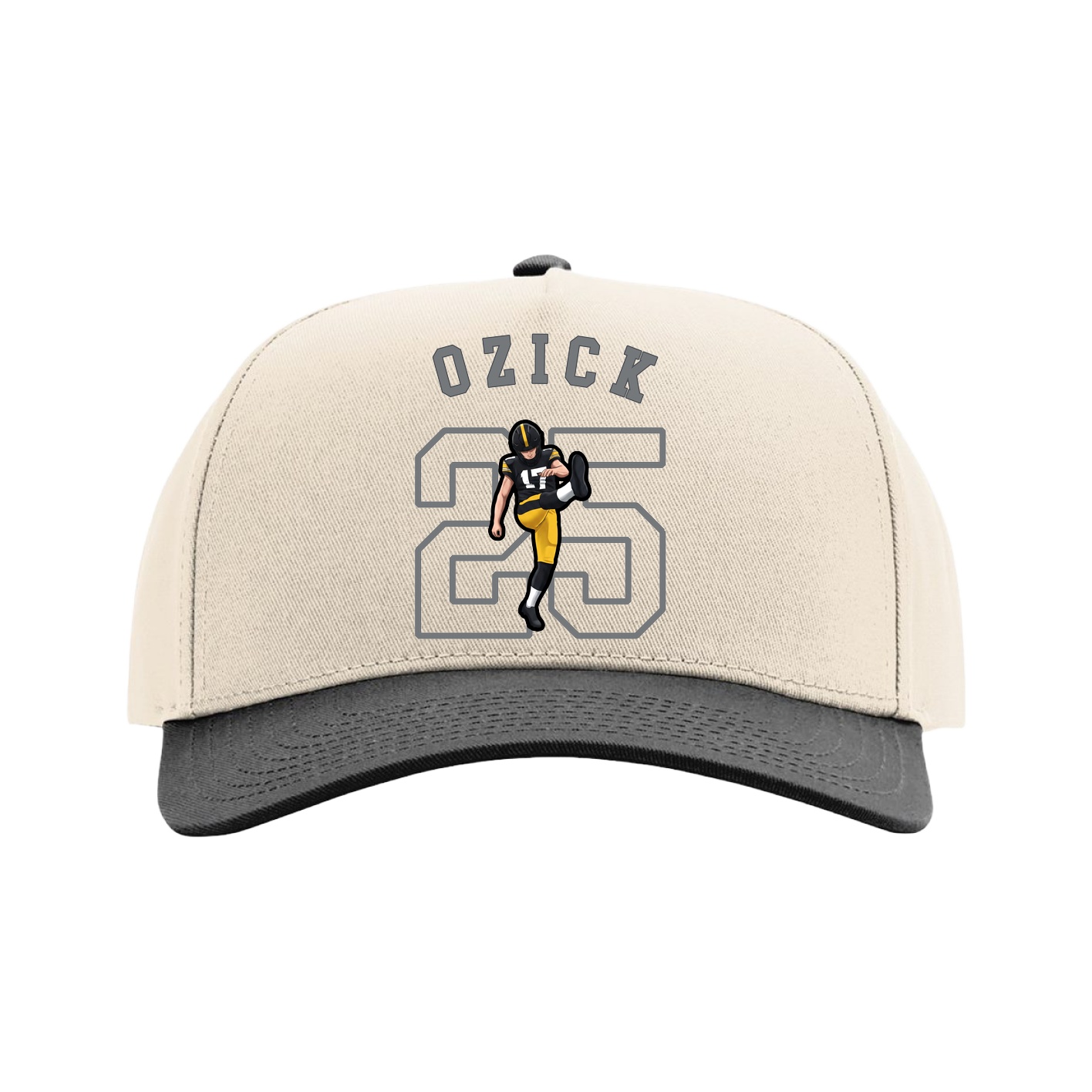 Full Fabric Five-Panel Champ Cap — Shirsey Arch in Cream/Black