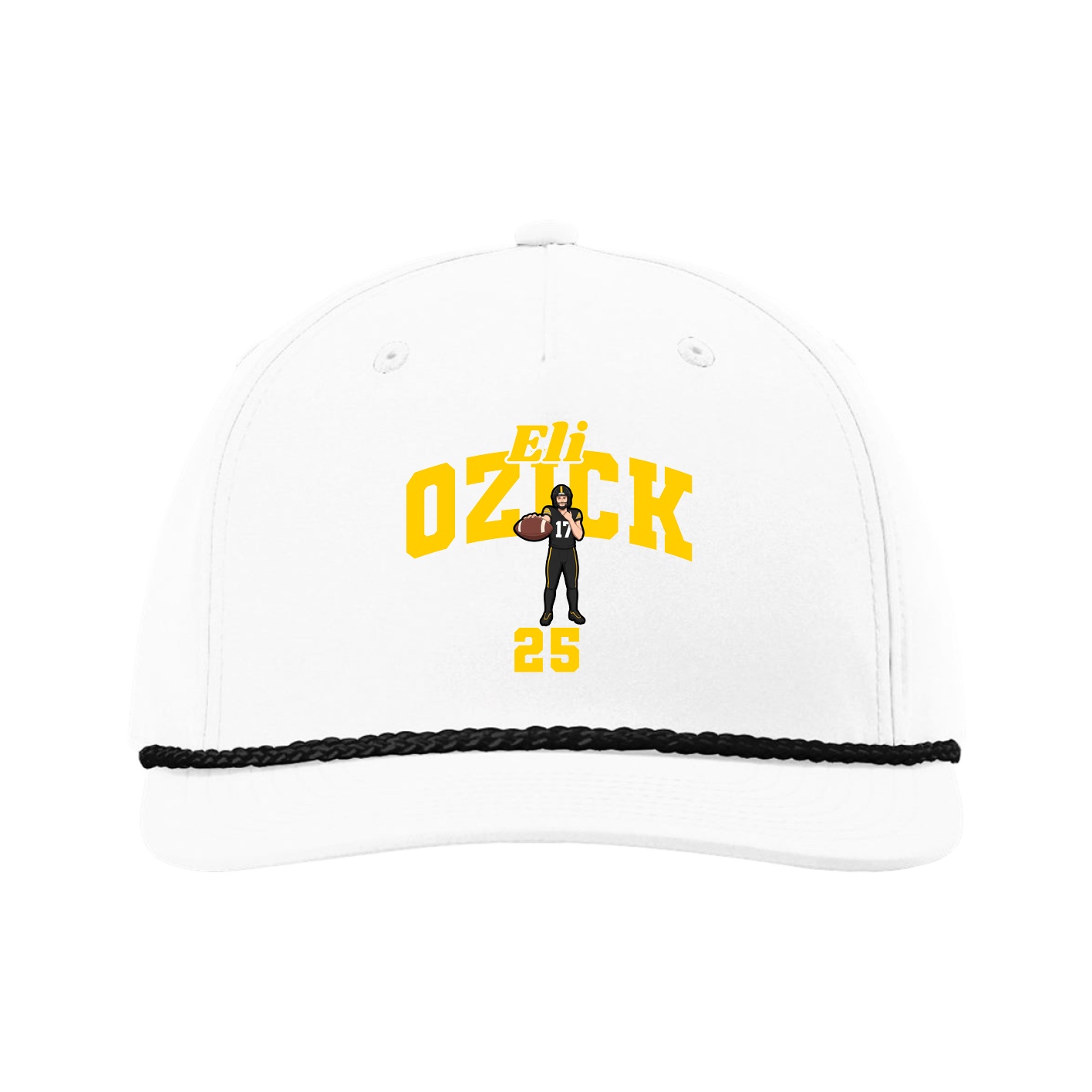 Five-Panel Classic Rope Cap — Signature Arch in White