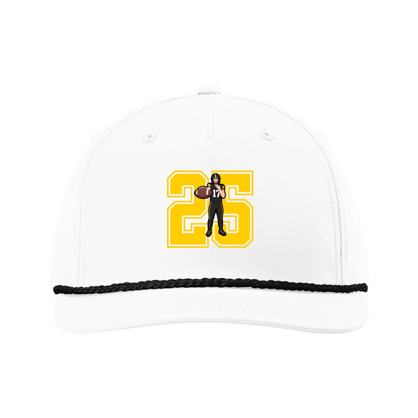 Five-Panel Classic Rope Cap — Number in White