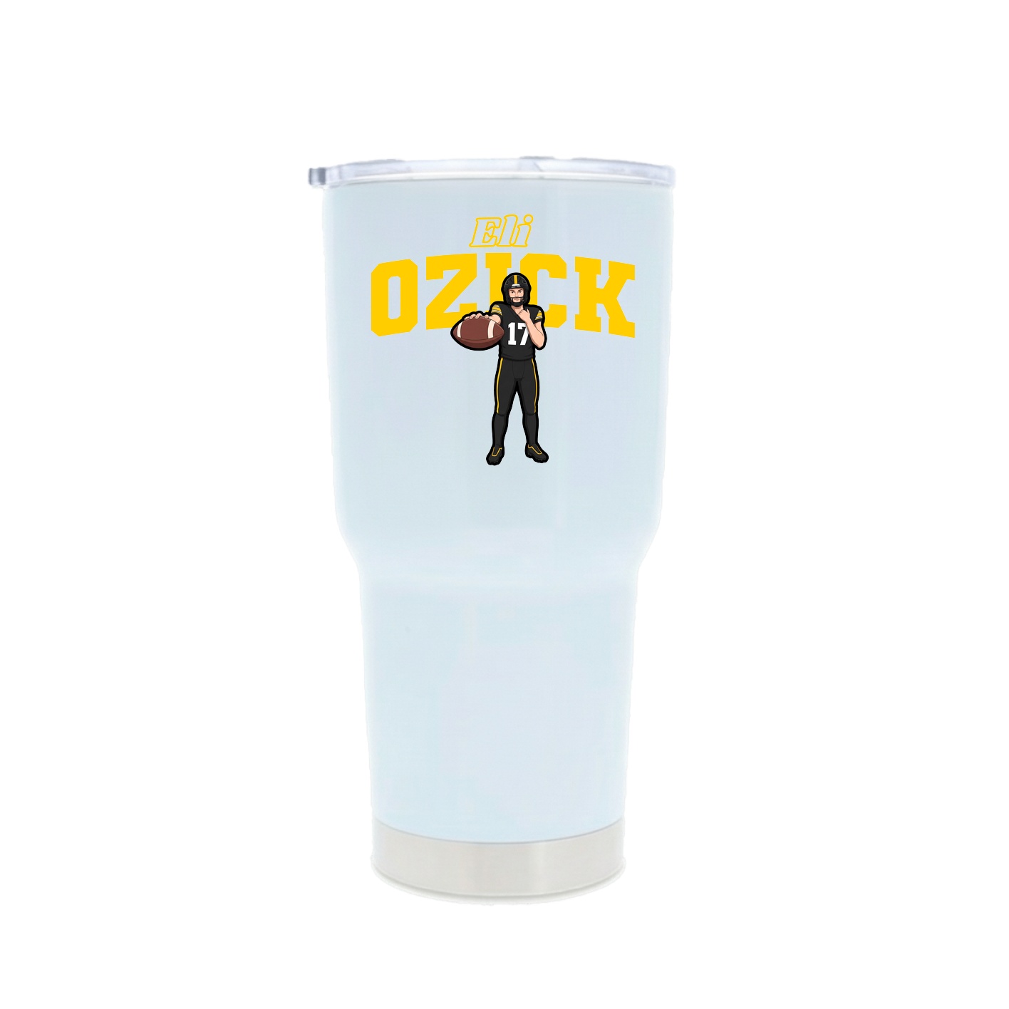 30oz Stainless Steel Tumbler — Name Arch in White