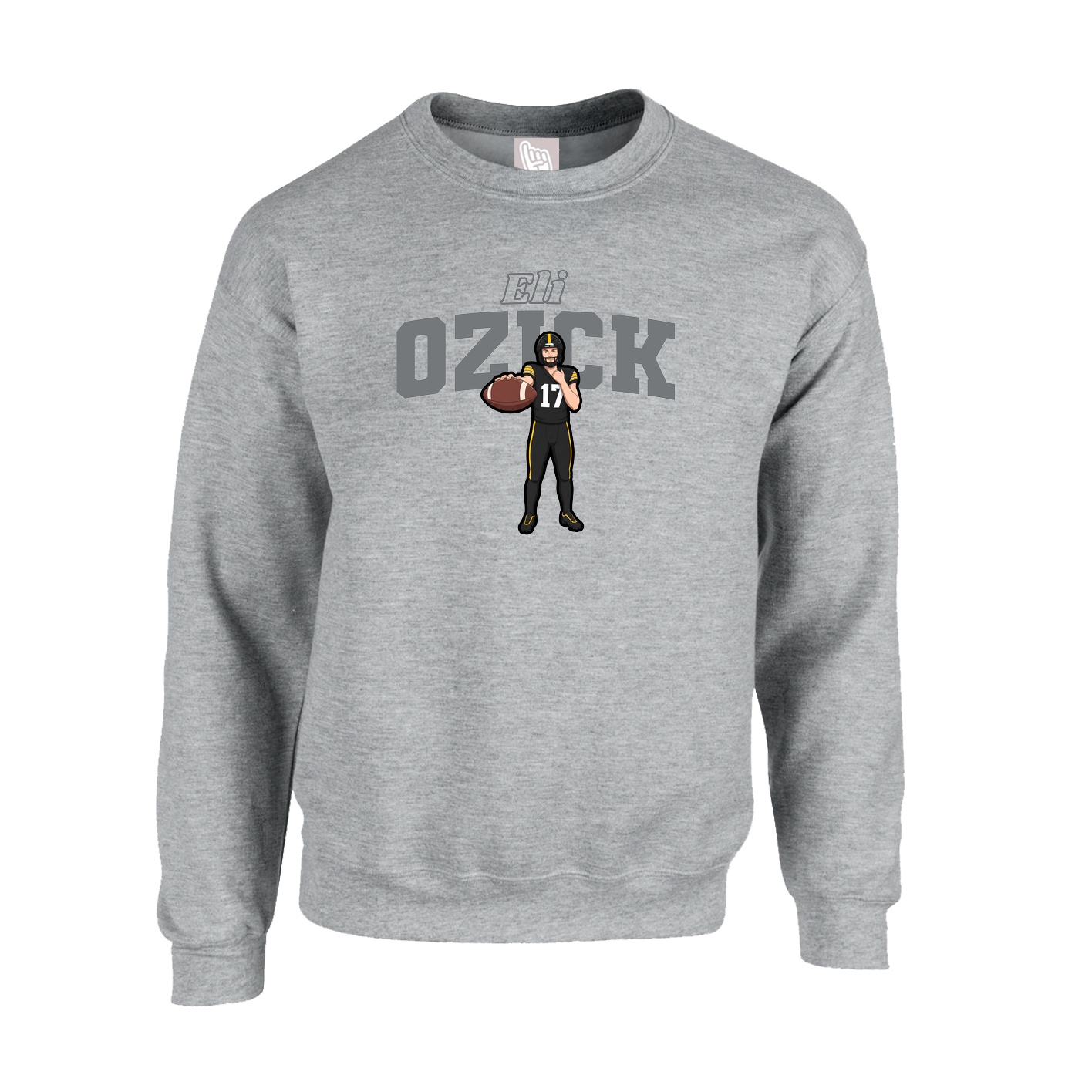 Fleece Crew — Name Arch in Grey