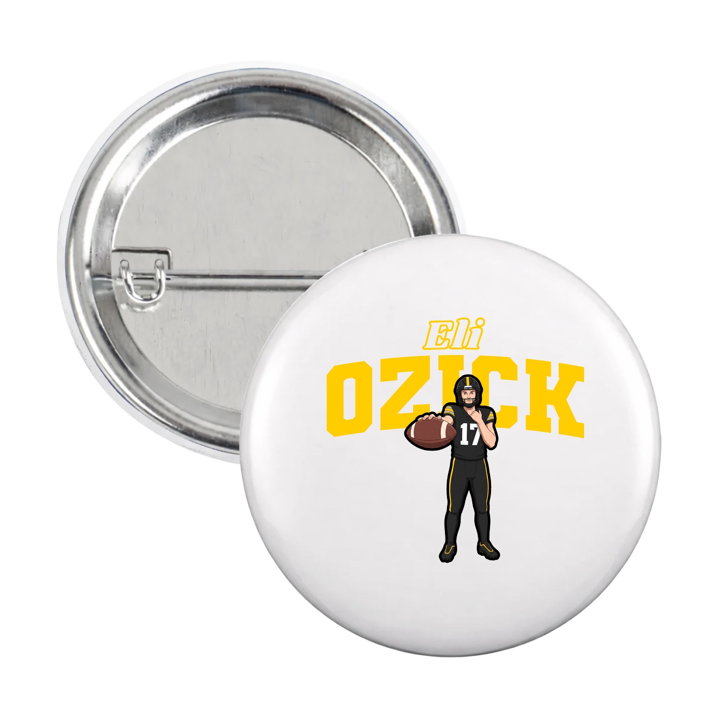 Game Day Button — Name Arch in White