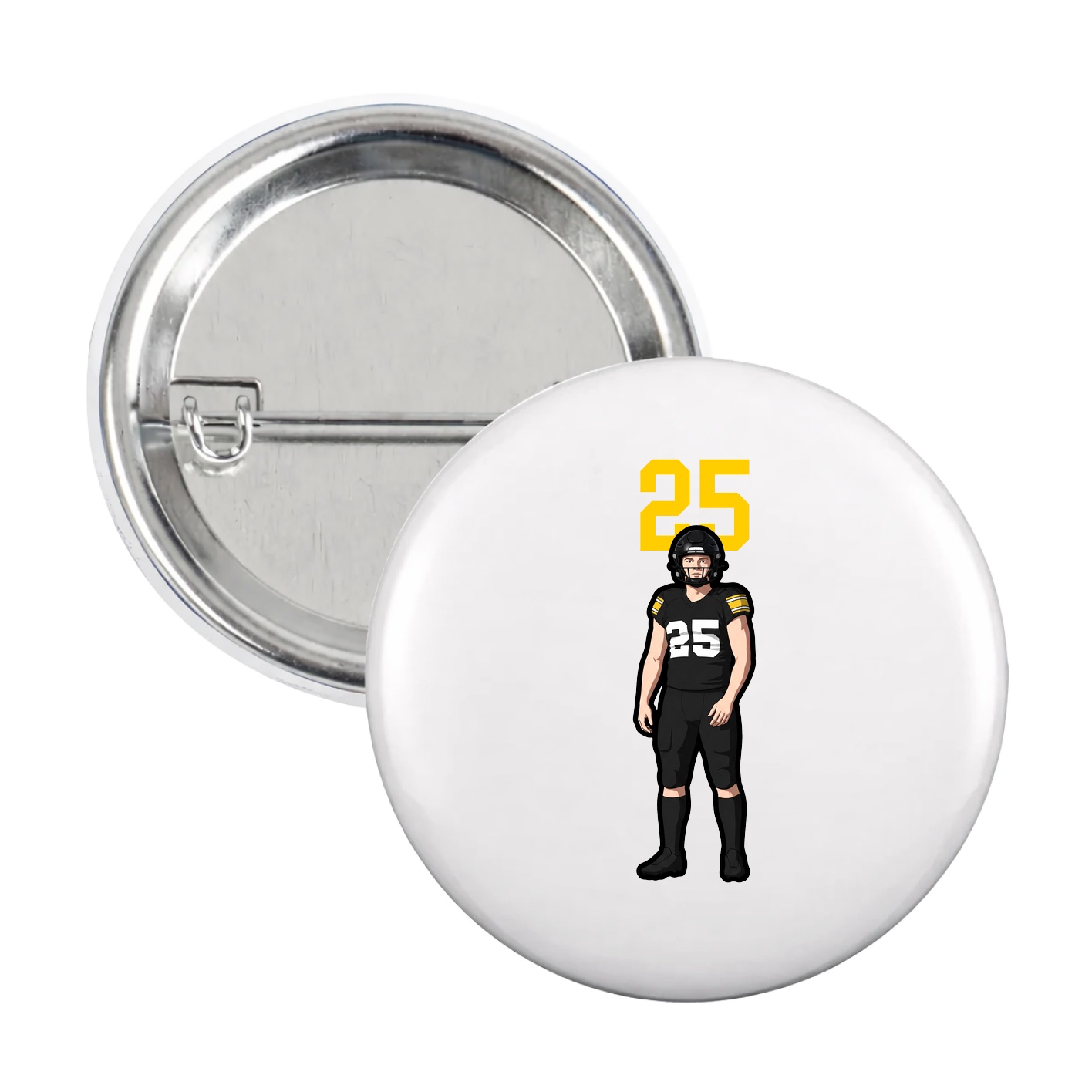 Game Day Button — Number Top in White
