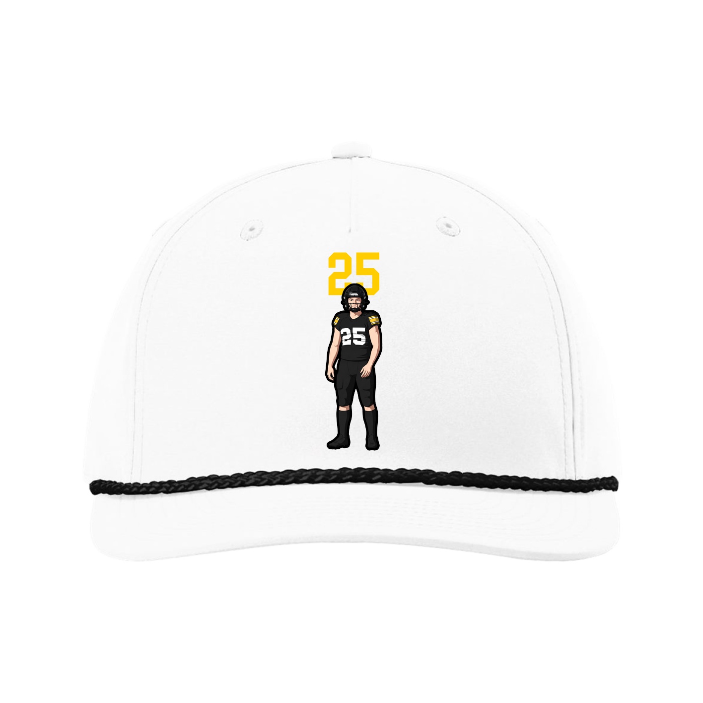 Five-Panel Classic Rope Cap — Number Top in White