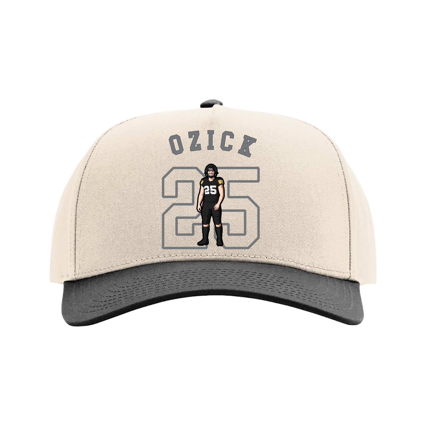 Full Fabric Five-Panel Champ Cap — Shirsey Arch in Cream/Black