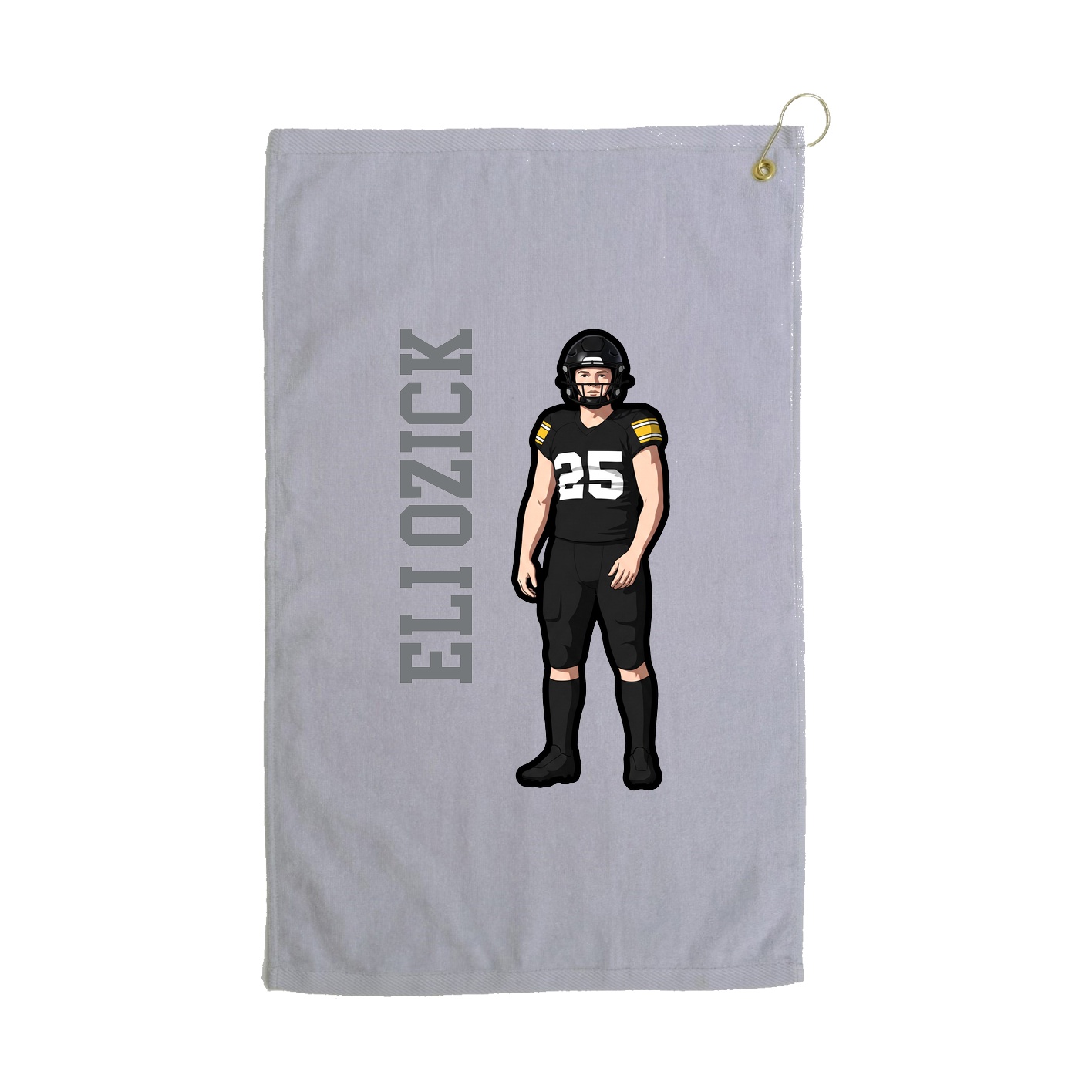 Golf Towel — Name Vertical in Grey