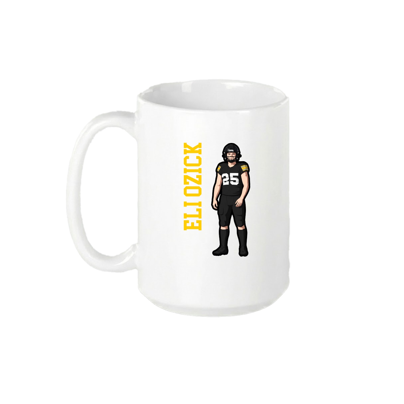 15oz Coffee Mug — Name Vertical in White