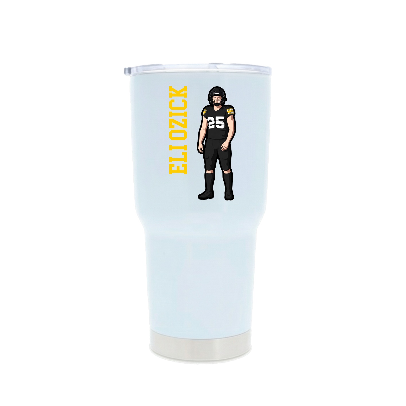 30oz Stainless Steel Tumbler — Name Vertical in White