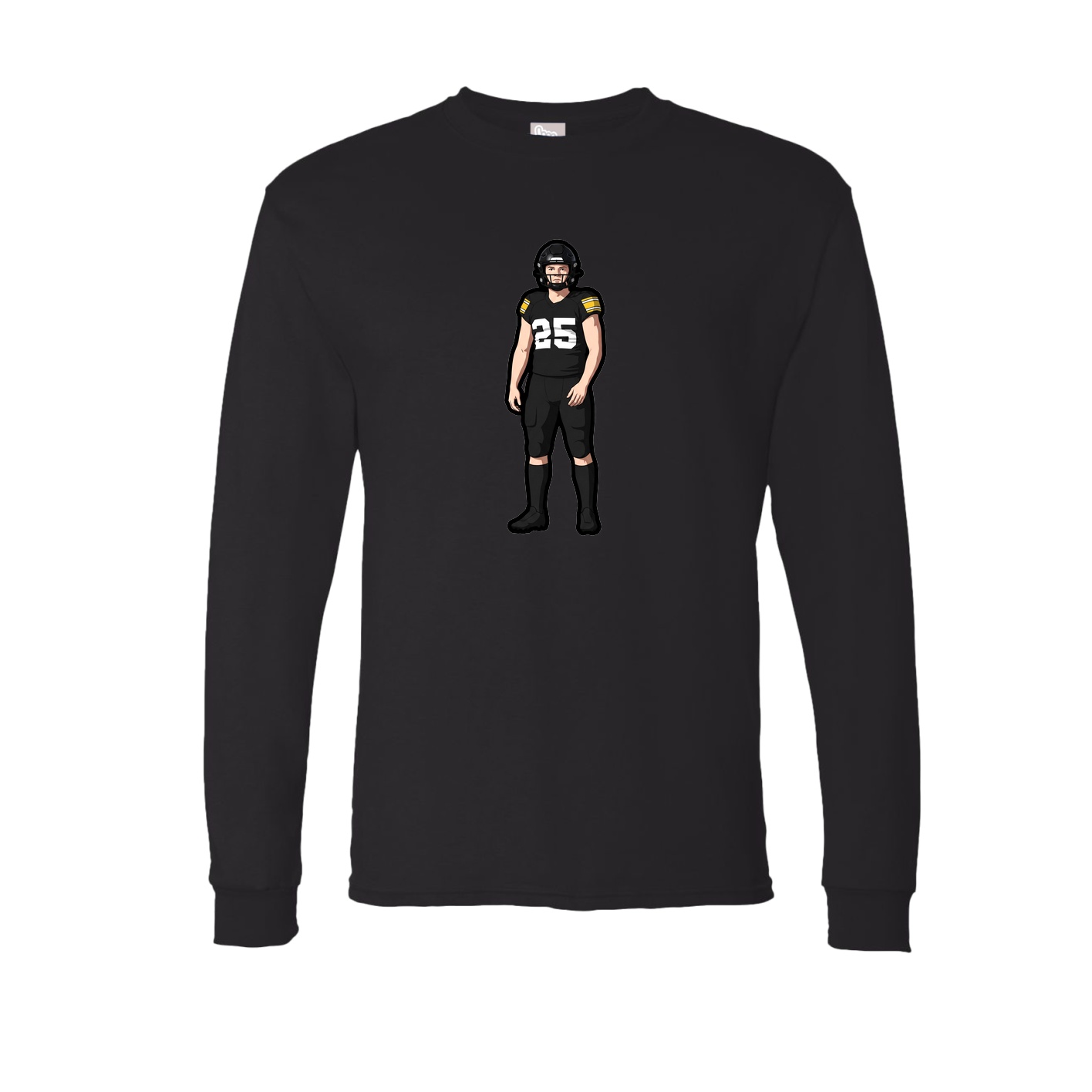 Long Sleeve Tee — Name Vertical in Black