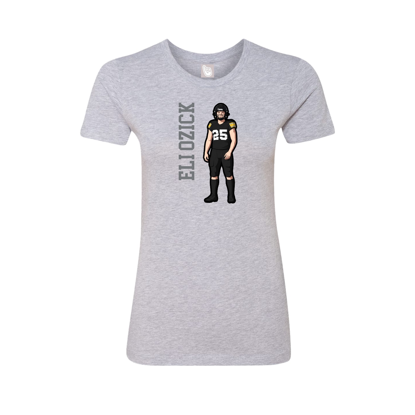 Womens Tee — Name Vertical in Grey