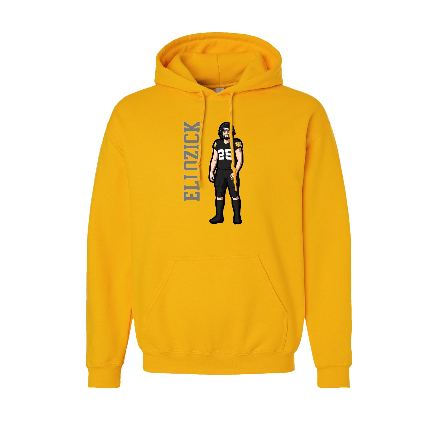 Youth Hoodie — Name Vertical in Gold