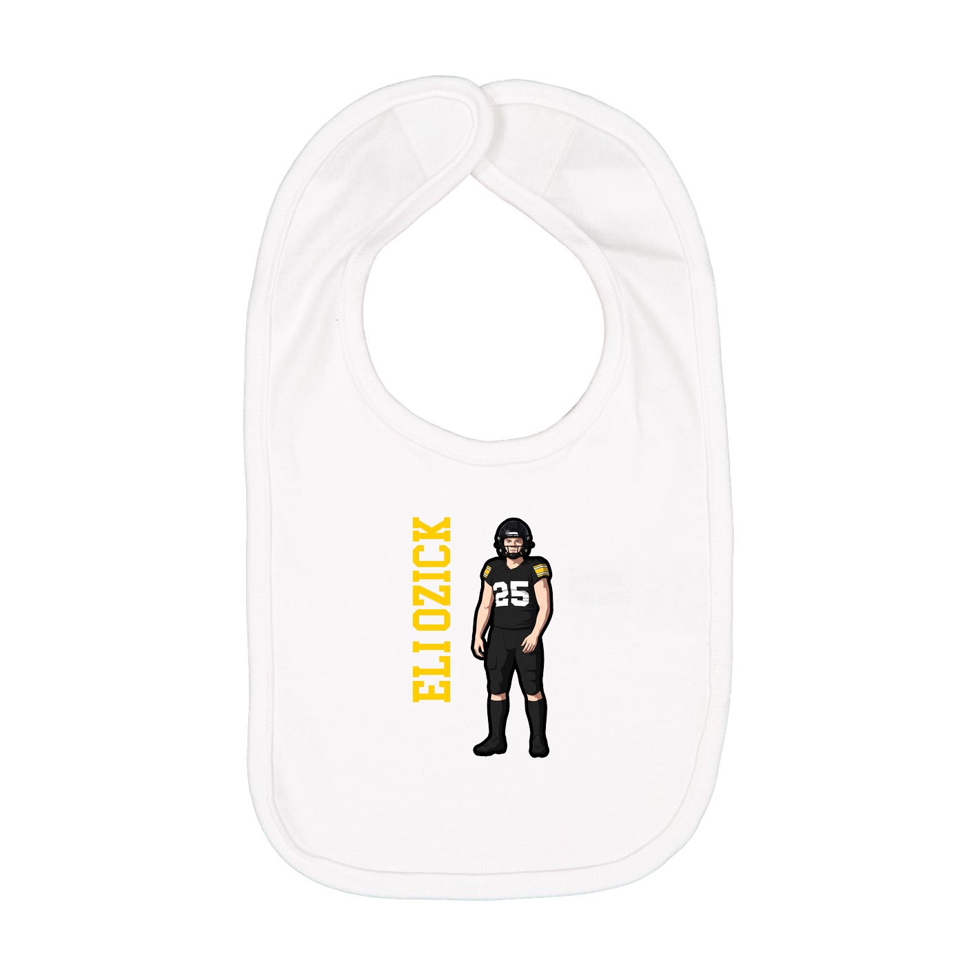 Infant Bib — Name Vertical in White