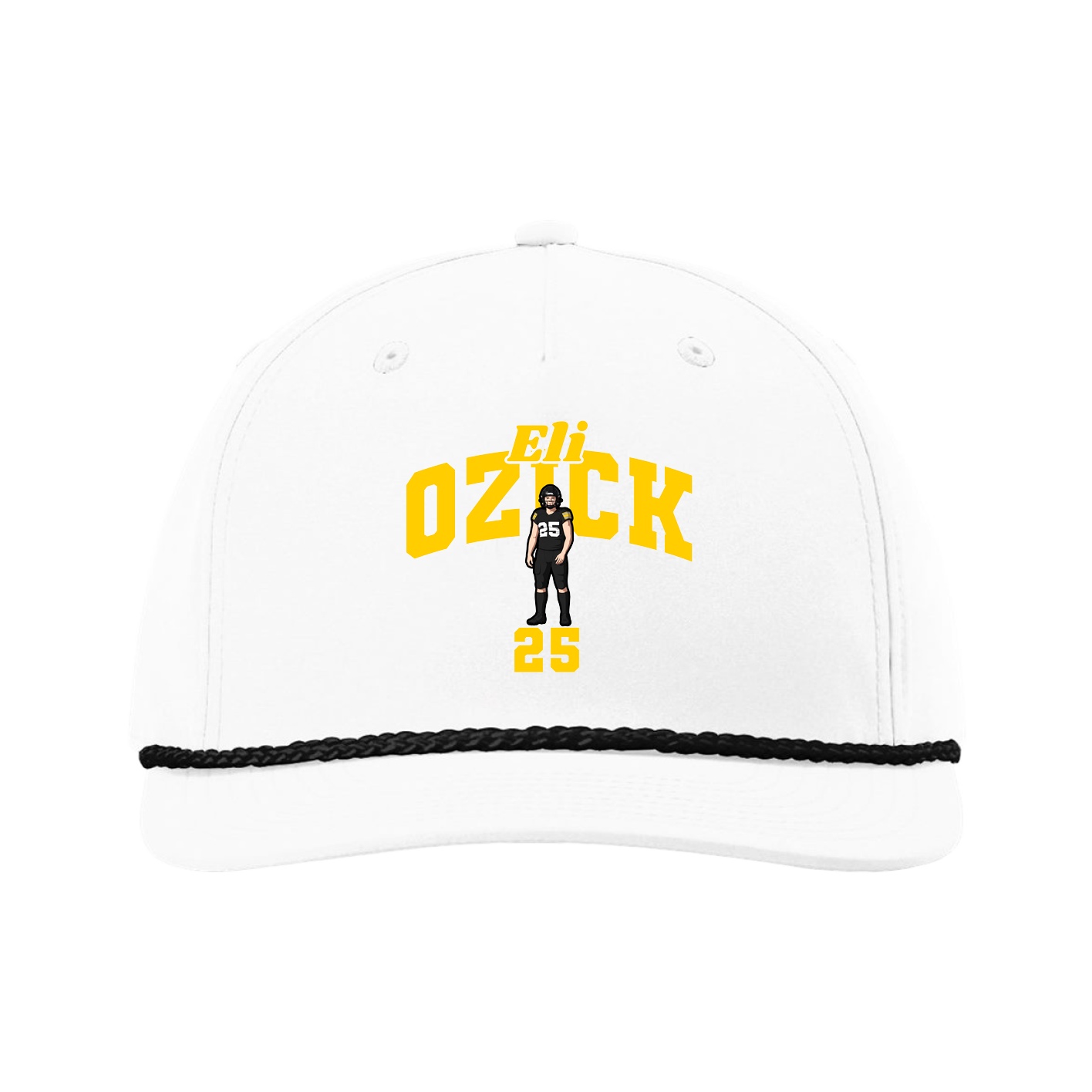 Five-Panel Classic Rope Cap — Signature Arch in White