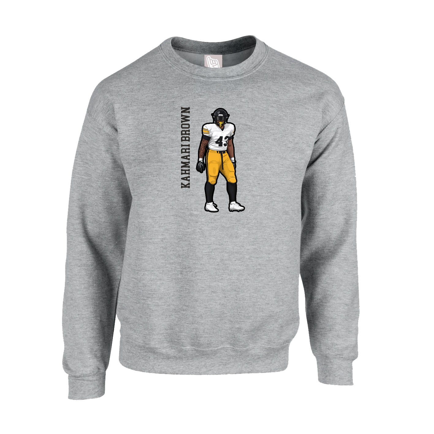 Fleece Crew — Name Vertical in Grey