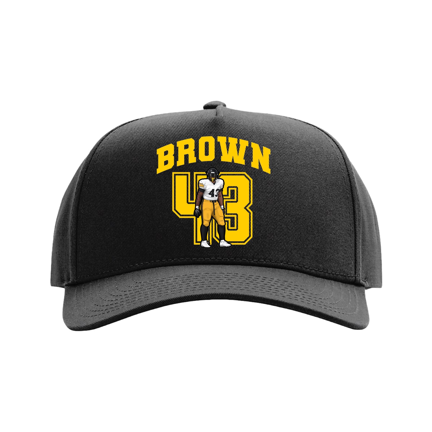 Full Fabric Five-Panel Champ Cap — Number in Black