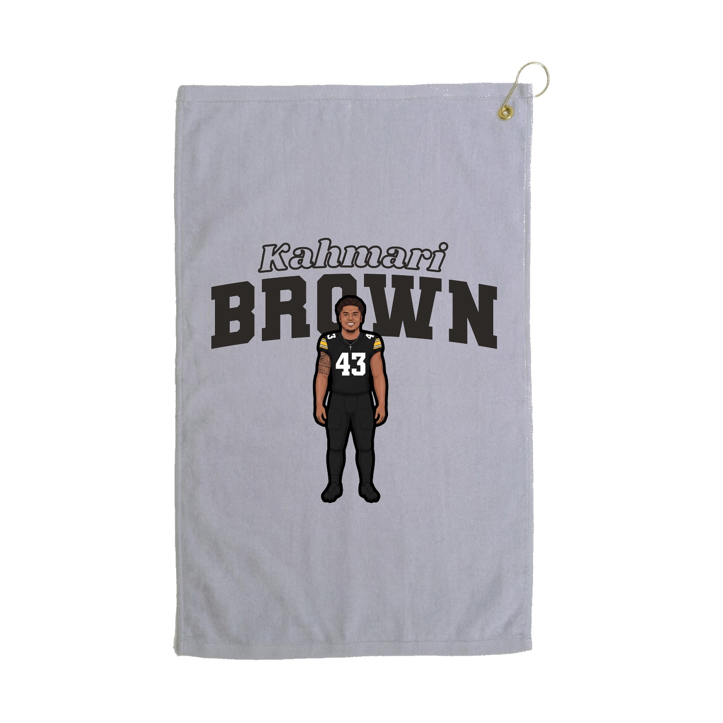 Golf Towel — Name Arch in Grey