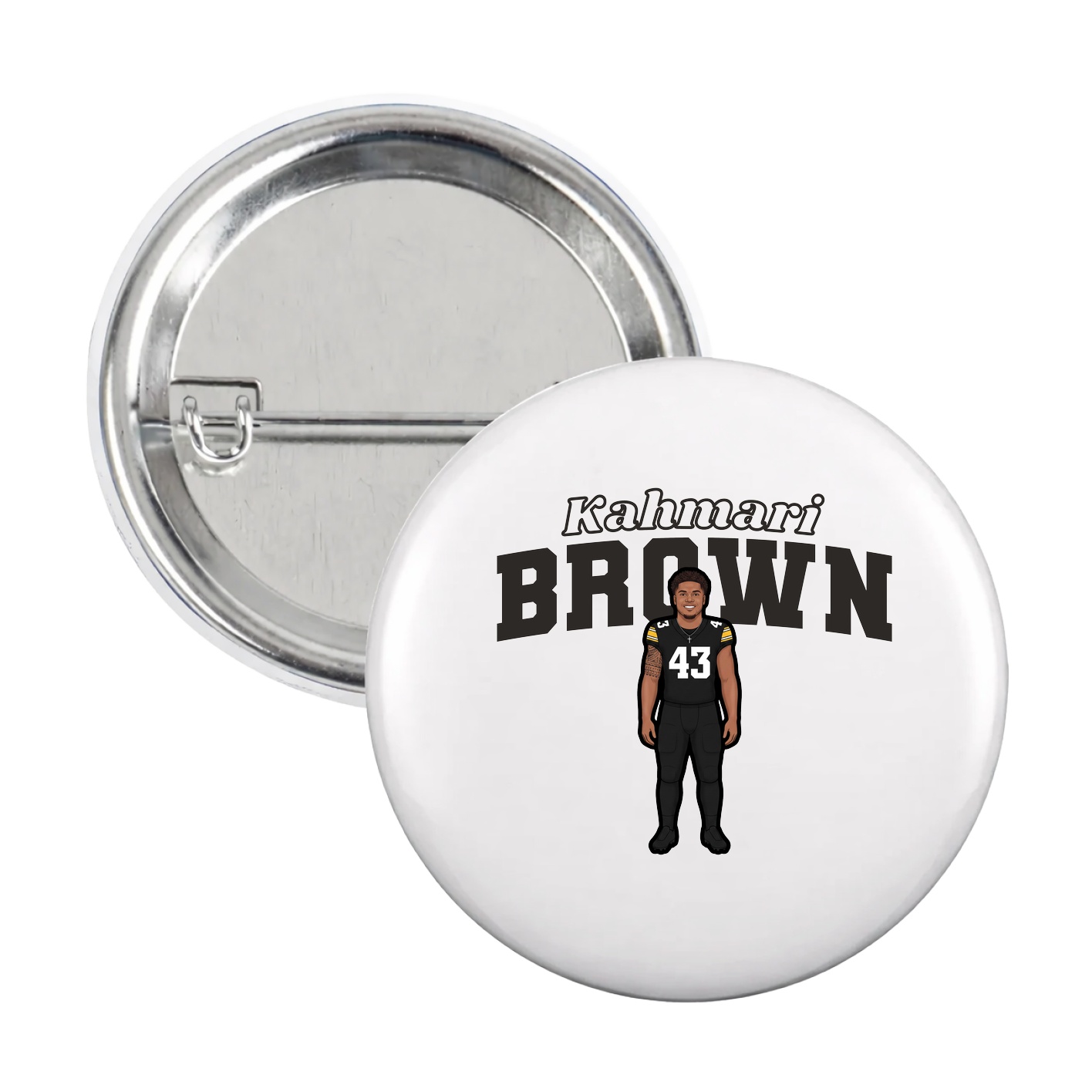 Game Day Button — Name Arch in White