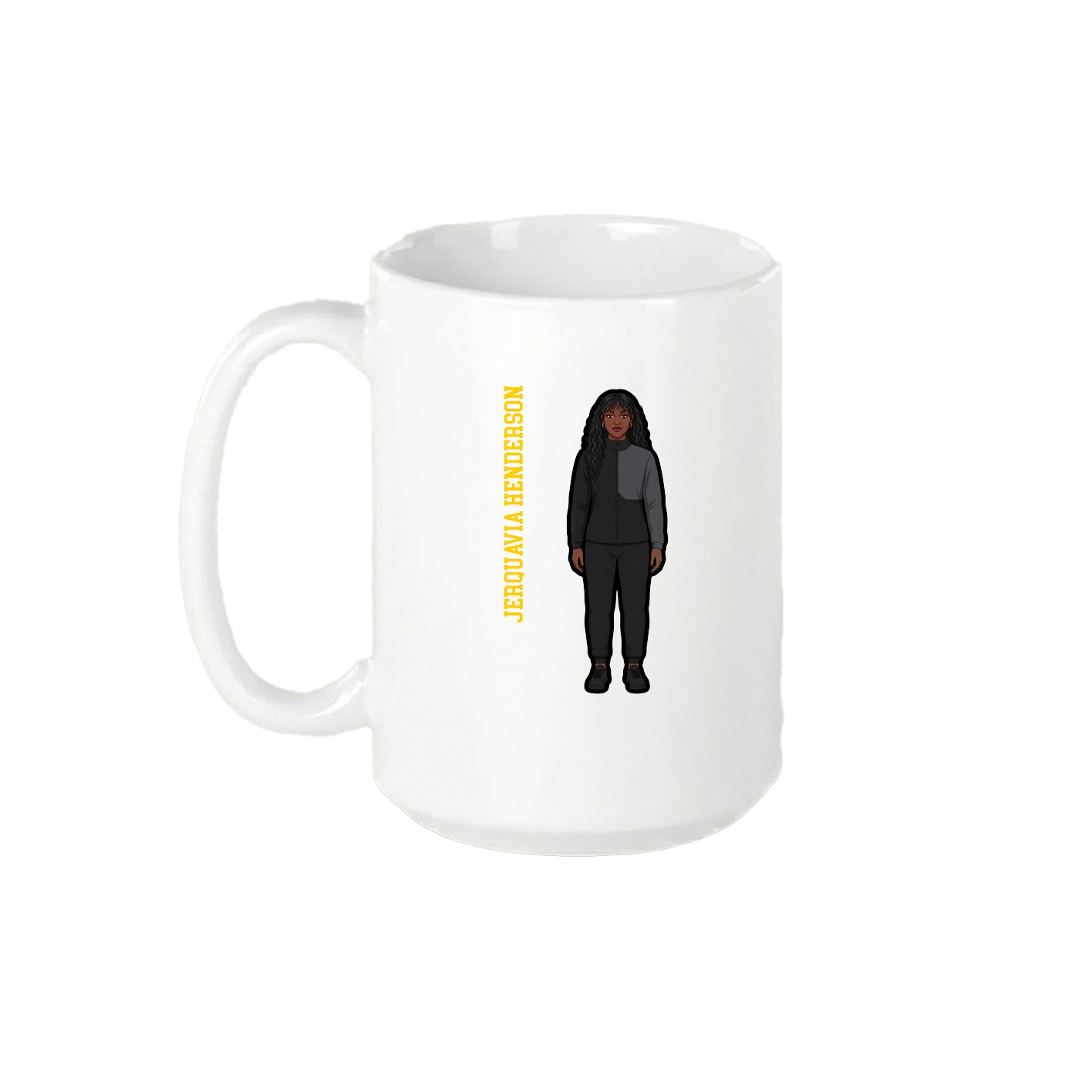 15oz Coffee Mug — Name Vertical in White