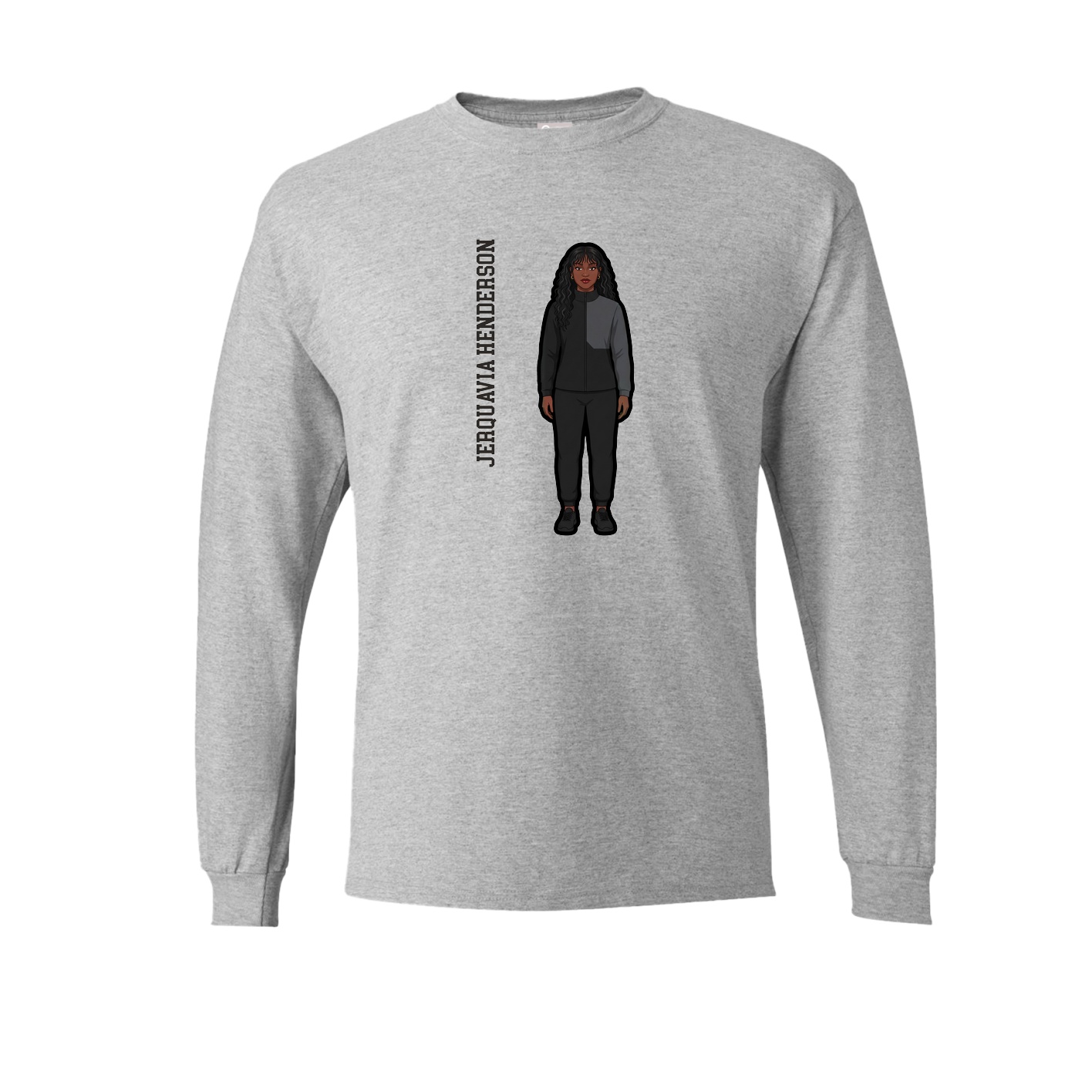 Long Sleeve Tee — Name Vertical in Grey