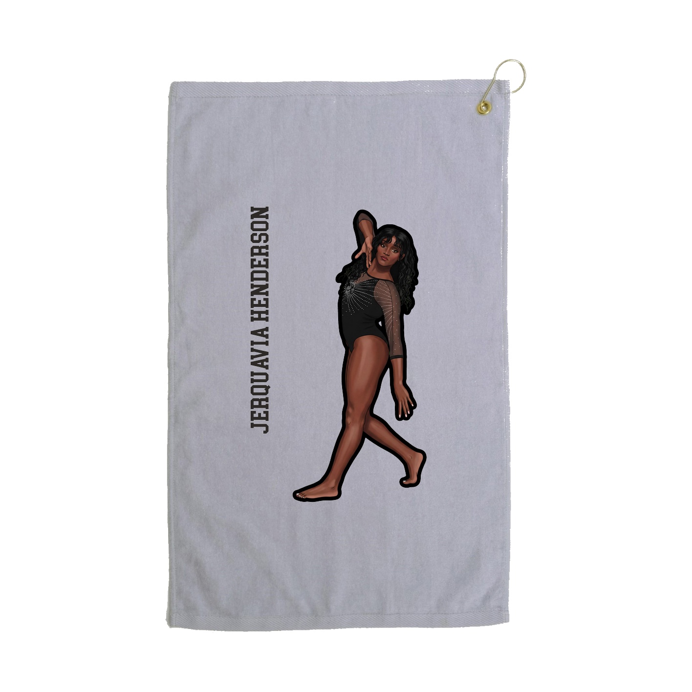 Golf Towel — Name Vertical in Grey