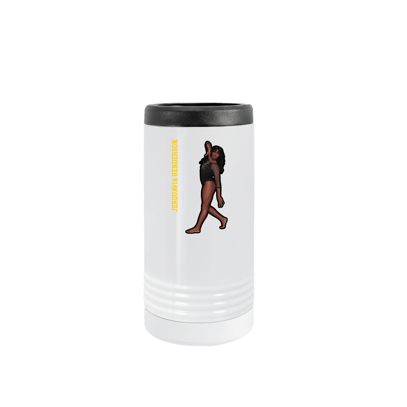 Slim Beverage Holder — Name Vertical in White