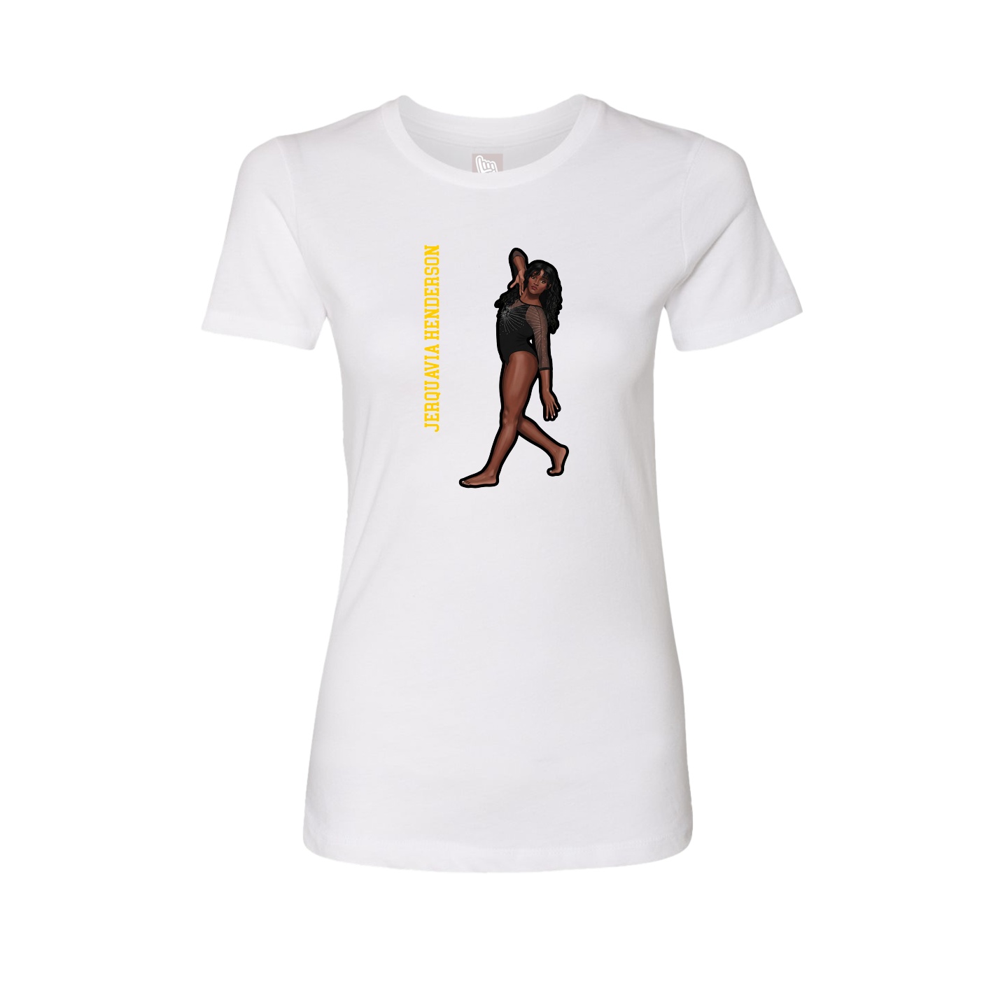 Womens Tee — Name Vertical in White