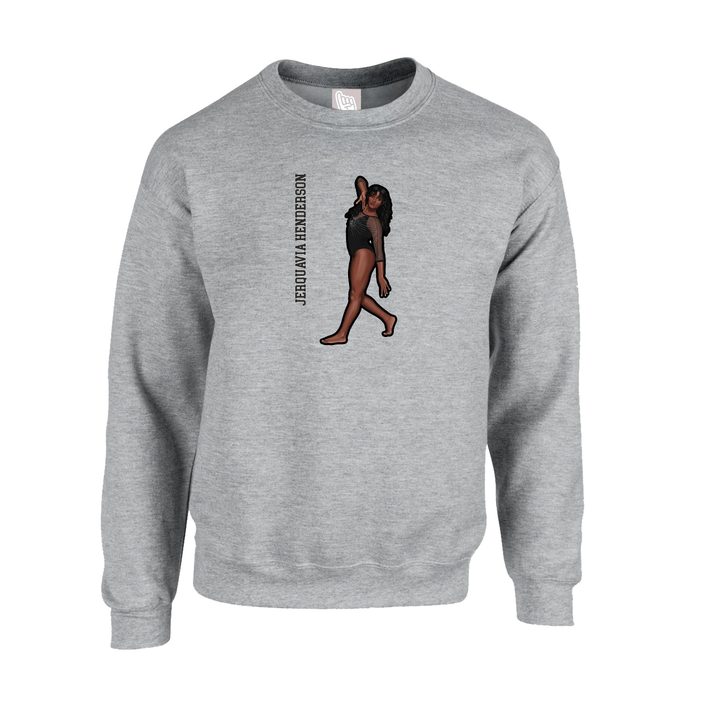 Fleece Crew — Name Vertical in Grey