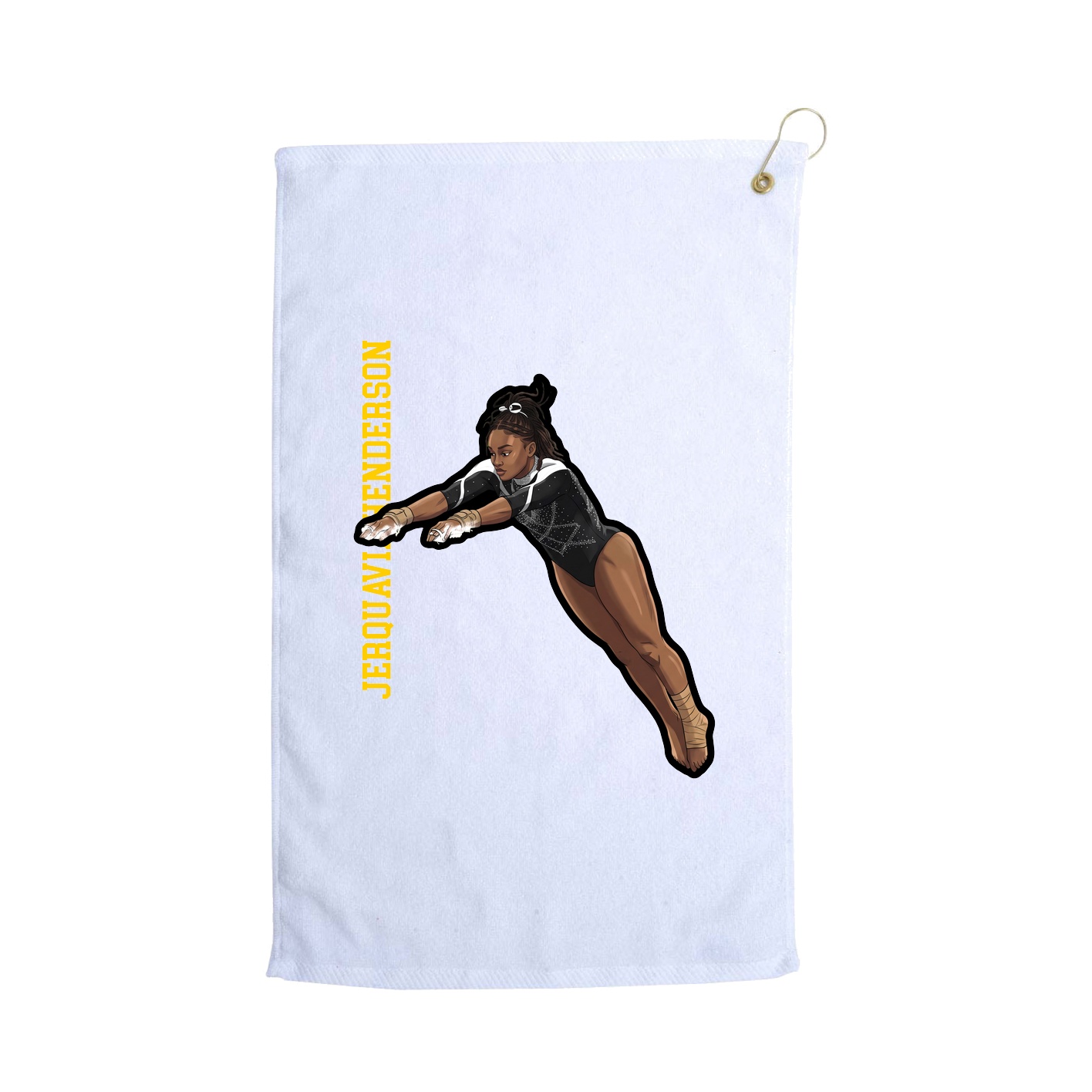 Golf Towel — Name Vertical in White