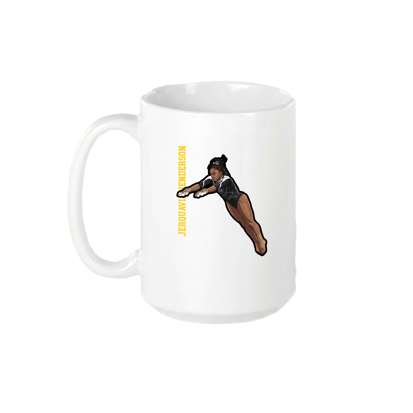 15oz Coffee Mug — Name Vertical in White