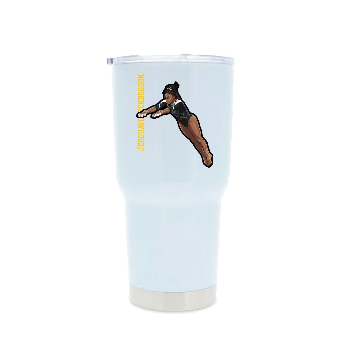 30oz Stainless Steel Tumbler — Name Vertical in White