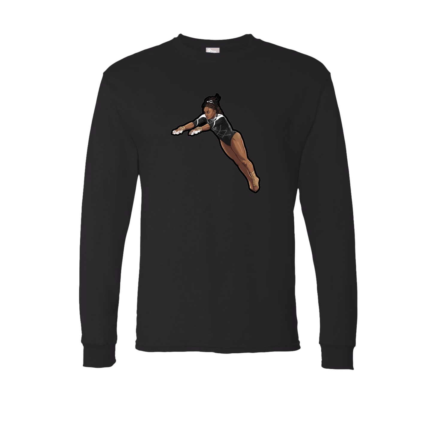 Long Sleeve Tee — Name Vertical in Black