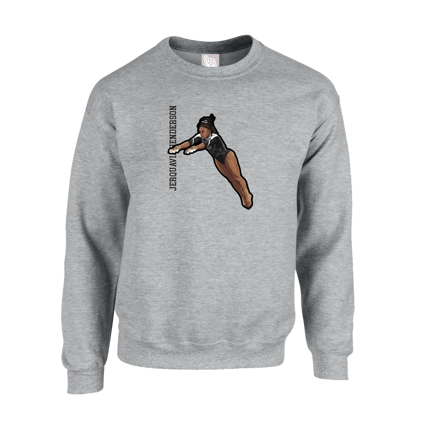 Fleece Crew — Name Vertical in Grey