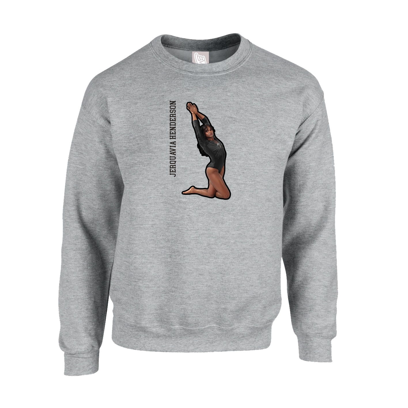 Fleece Crew — Name Vertical in Grey
