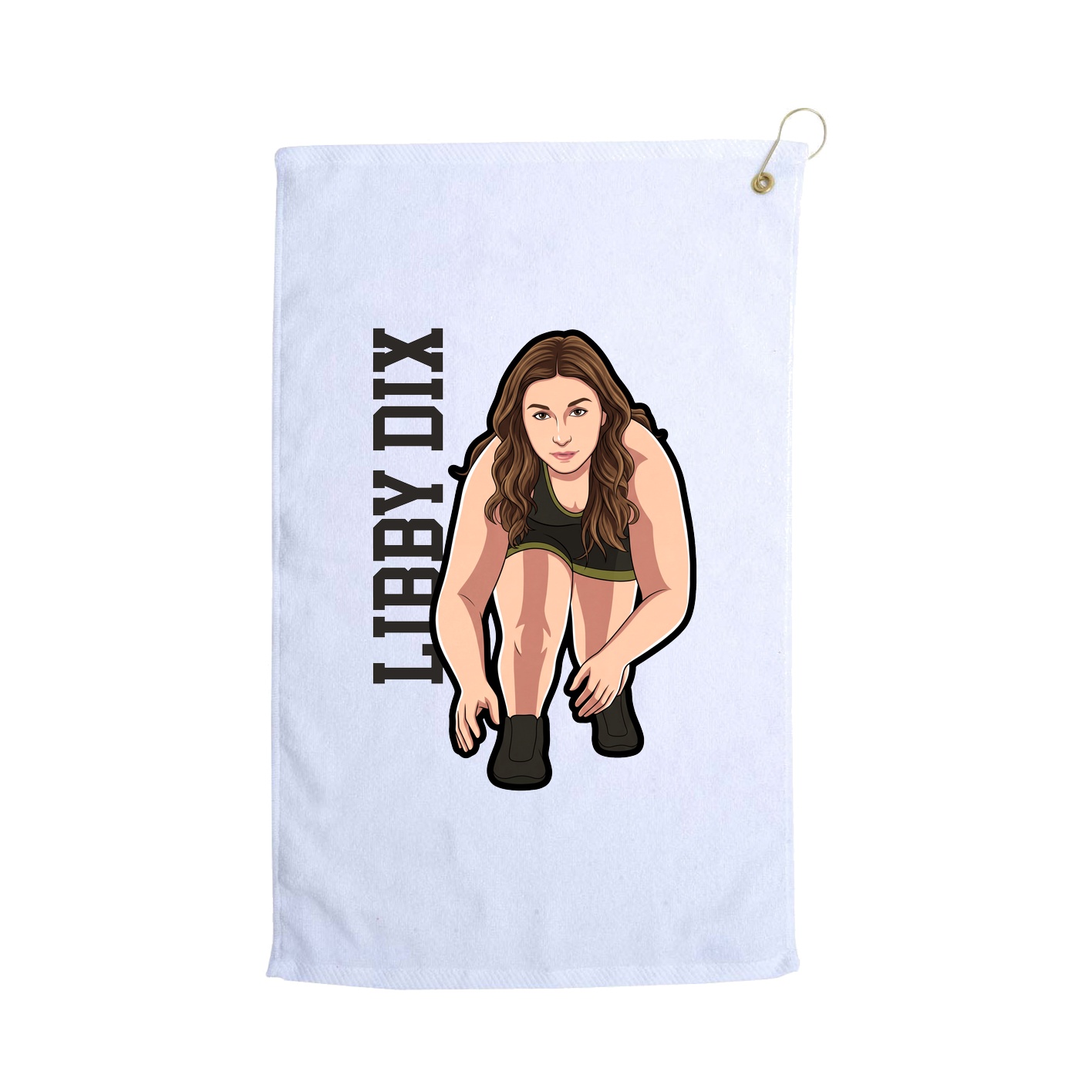 Golf Towel — Name Vertical in White