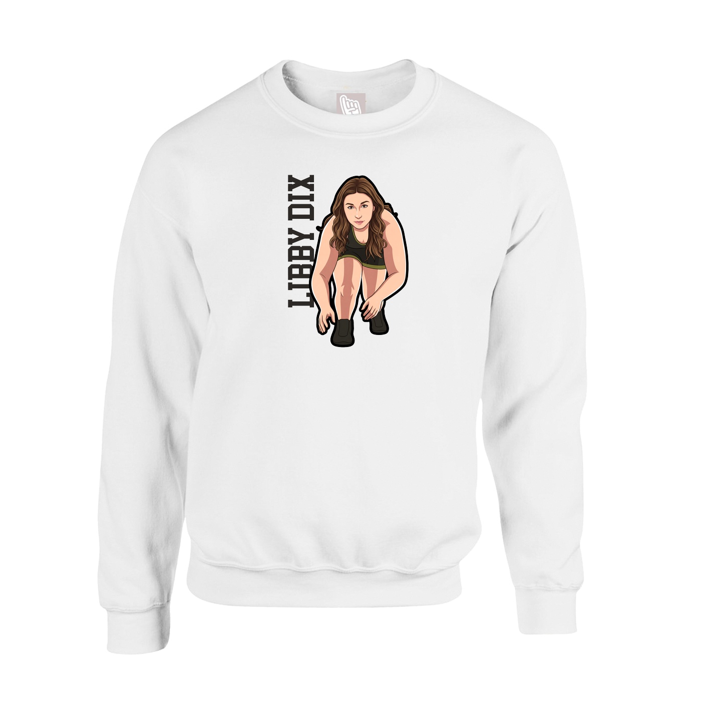 Fleece Crew — Name Vertical in White
