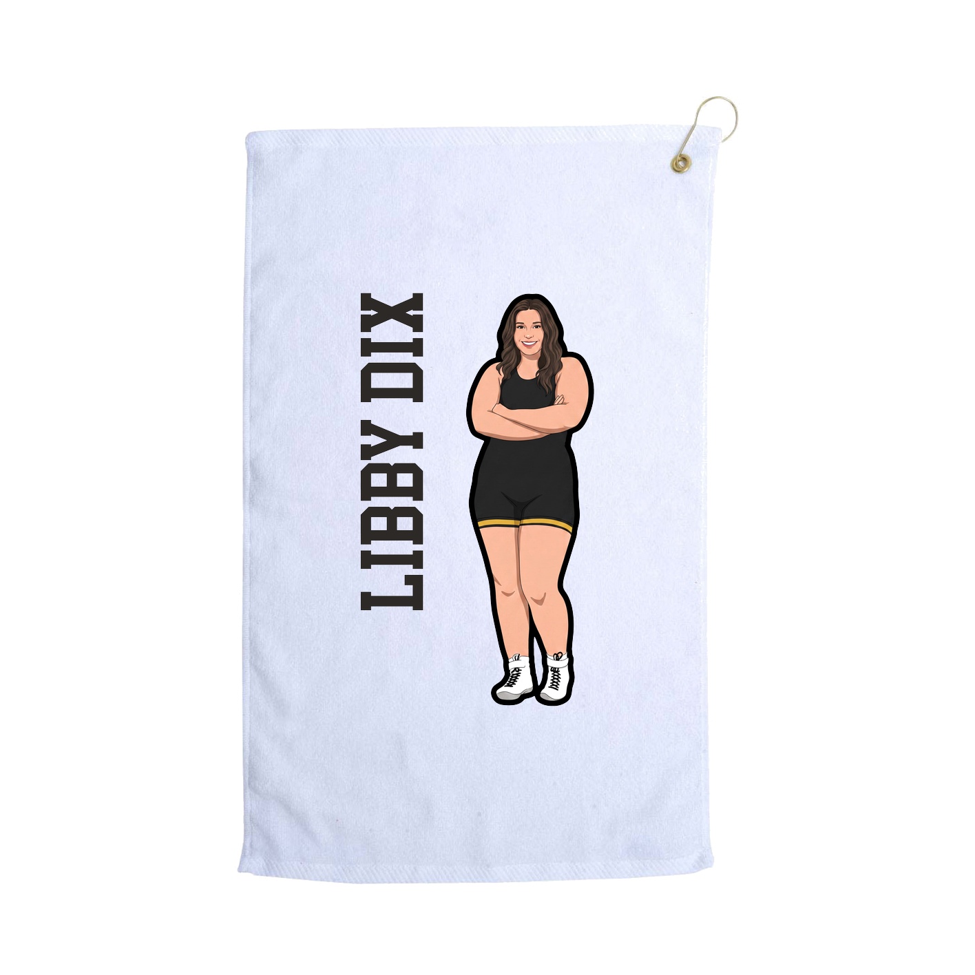 Golf Towel — Name Vertical in White