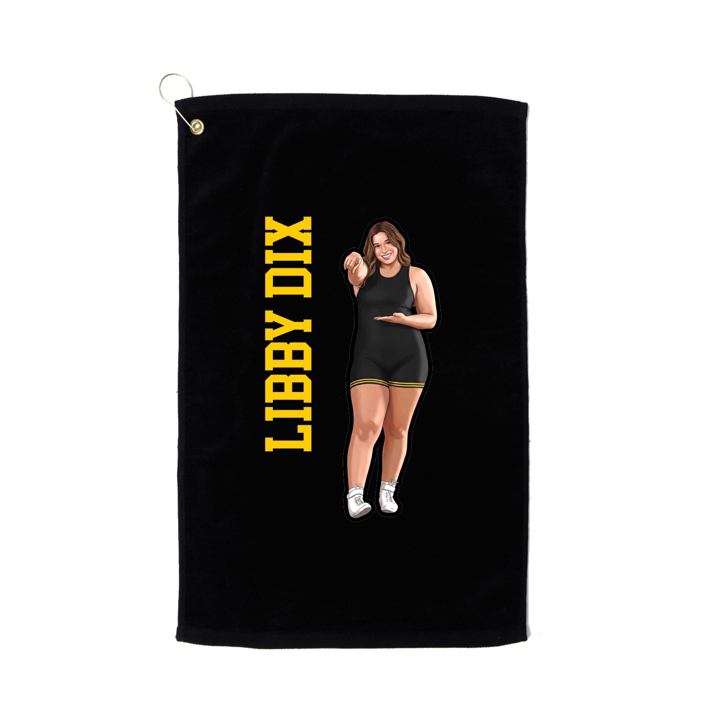 Golf Towel — Name Vertical in Black