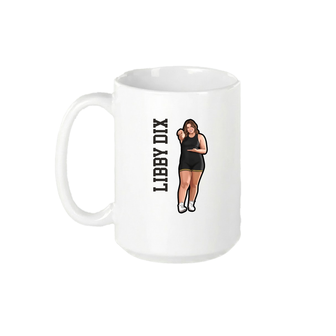 15oz Coffee Mug — Name Vertical in White