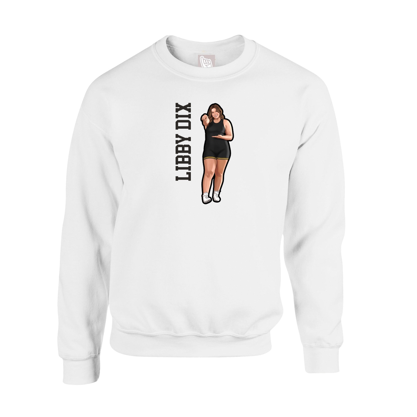 Fleece Crew — Name Vertical in White